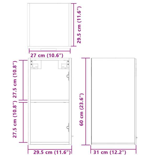Sonoma-Eiche Hängeschrank Pompilas 29,5x31x60cm (Spanplatte)