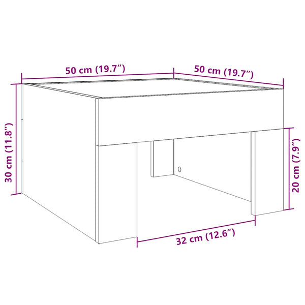 Couchtisch Räuchereiche Adiere 50x50x30cm mit Infinity-LED-Beleuchtung
