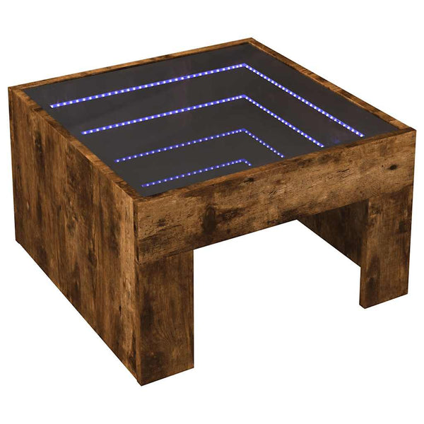 Couchtisch Räuchereiche Adiere 50x50x30cm mit Infinity-LED-Beleuchtung