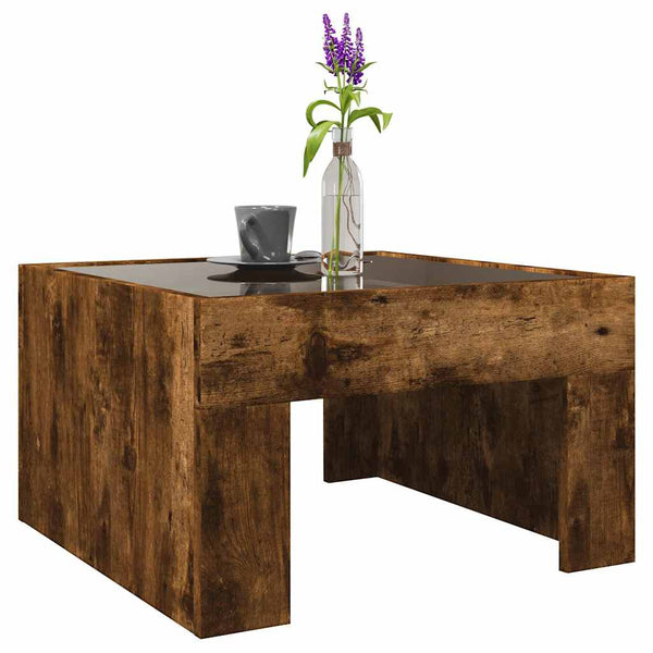 Couchtisch Räuchereiche Adiere 50x50x30cm mit Infinity-LED-Beleuchtung