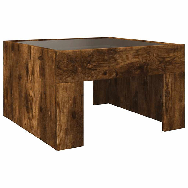 Couchtisch Räuchereiche Adiere 50x50x30cm mit Infinity-LED-Beleuchtung