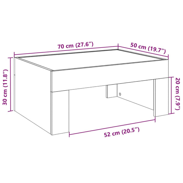 Betongrauer Couchtisch Infinity mit LED-Beleuchtung Adiere 70x50x30cm