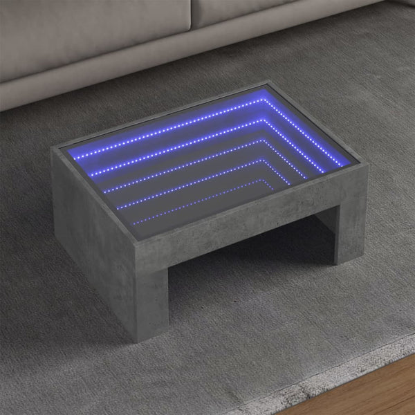 Betongrauer Couchtisch Infinity mit LED-Beleuchtung Adiere 70x50x30cm
