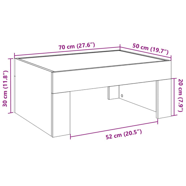 Couchtisch Savutammi Infinity mit LED-Beleuchtung Adiere 70x50x30cm