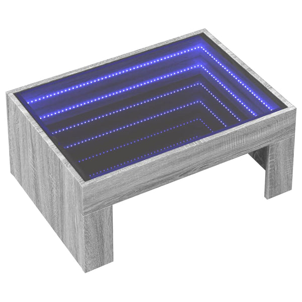 Grauer Couchtisch Infinity mit LED-Beleuchtung Adiere 70x50x30cm (Sonoma)