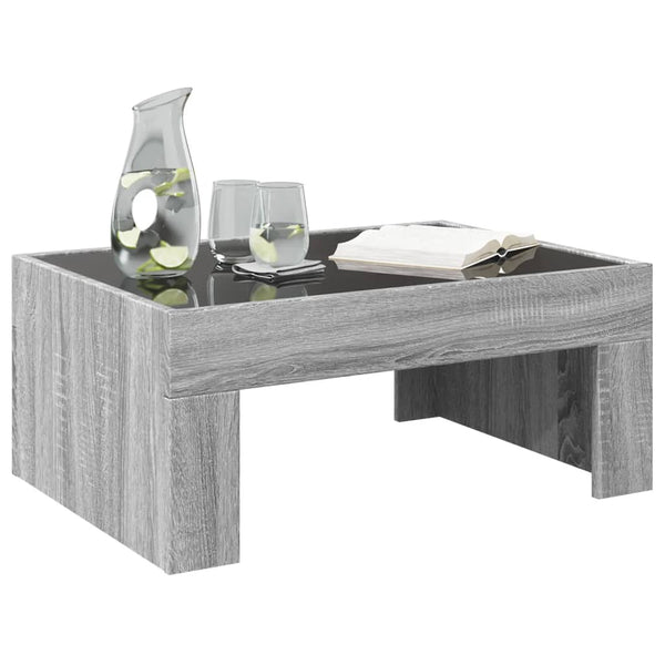 Grauer Couchtisch Infinity mit LED-Beleuchtung Adiere 70x50x30cm (Sonoma)