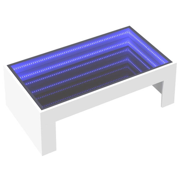 Weißer Couchtisch mit Infinity-LED-Leuchten Adiere 90x50x30cm