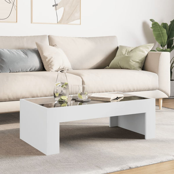Weißer Couchtisch mit Infinity-LED-Leuchten Adiere 90x50x30cm