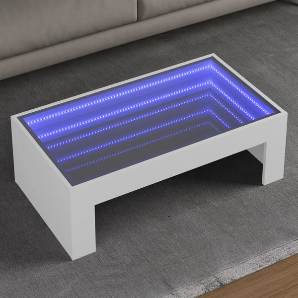 Weißer Couchtisch mit Infinity-LED-Leuchten Adiere 90x50x30cm