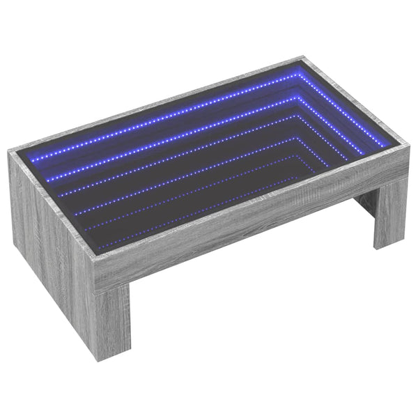 Grauer Couchtisch Infinity mit LED-Beleuchtung Adiere 90x50x30cm (Sonoma)