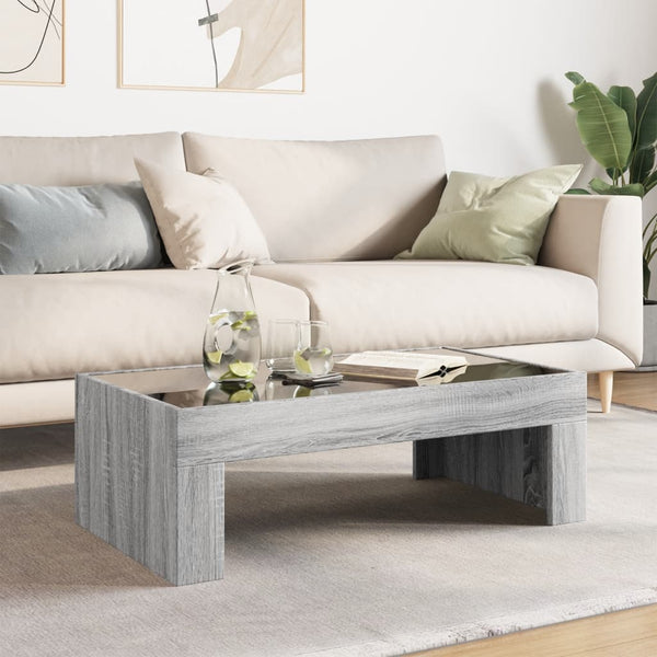 Grauer Couchtisch Infinity mit LED-Beleuchtung Adiere 90x50x30cm (Sonoma)