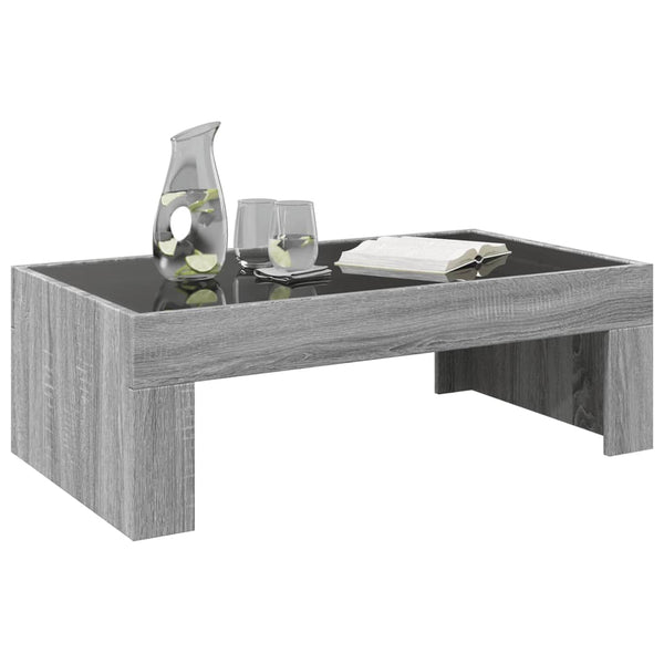Grauer Couchtisch Infinity mit LED-Beleuchtung Adiere 90x50x30cm (Sonoma)