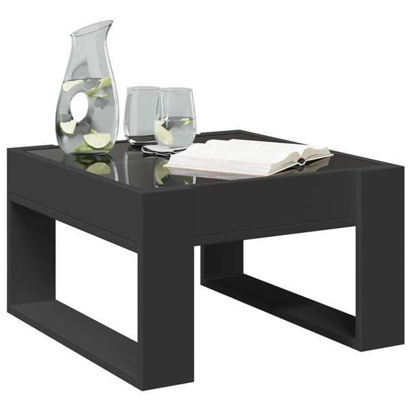 Schwarzer Couchtisch Infinity mit LED-Beleuchtung Boghita 50x53x30cm