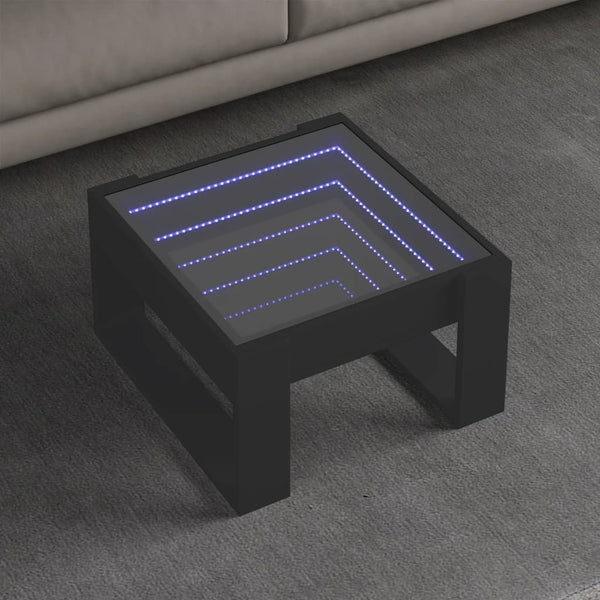Schwarzer Couchtisch Infinity mit LED-Beleuchtung Boghita 50x53x30cm