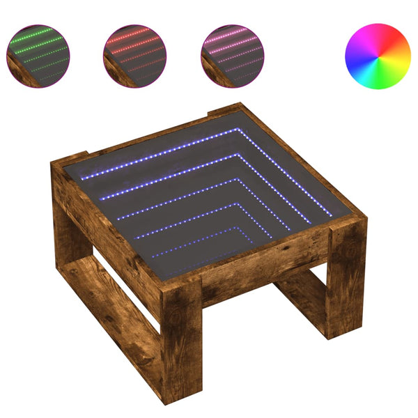 Couchtisch Räuchereiche Infinity mit LED-Beleuchtung Boghita 50x53x30cm