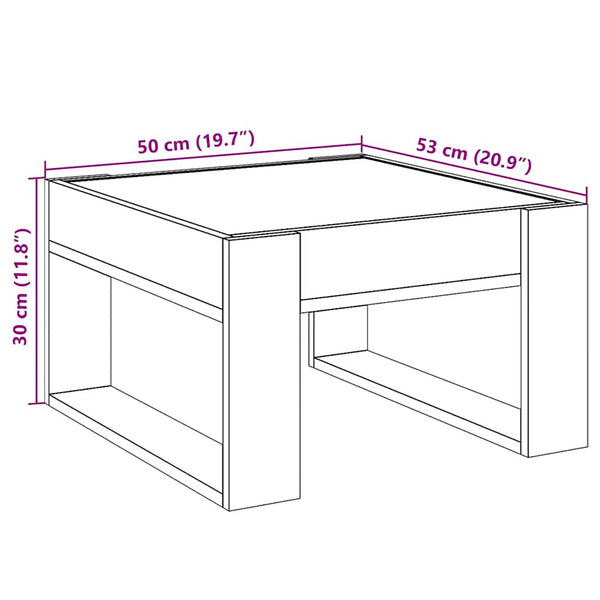 Couchtisch Räuchereiche Infinity mit LED-Beleuchtung Boghita 50x53x30cm