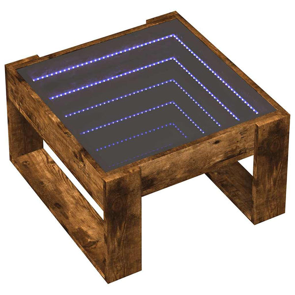 Couchtisch Räuchereiche Infinity mit LED-Beleuchtung Boghita 50x53x30cm