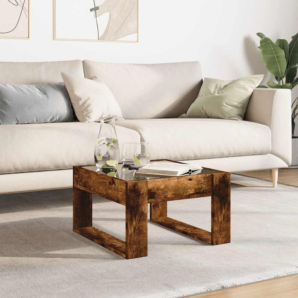 Couchtisch Räuchereiche Infinity mit LED-Beleuchtung Boghita 50x53x30cm