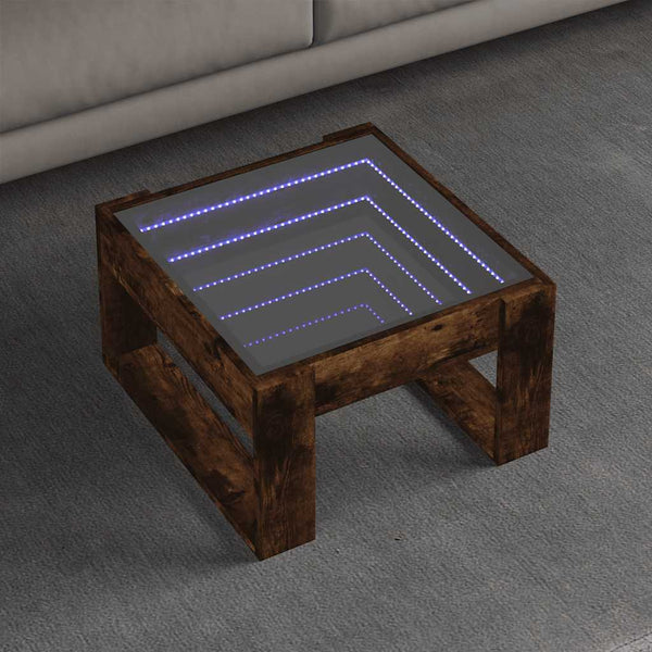 Couchtisch Räuchereiche Infinity mit LED-Beleuchtung Boghita 50x53x30cm