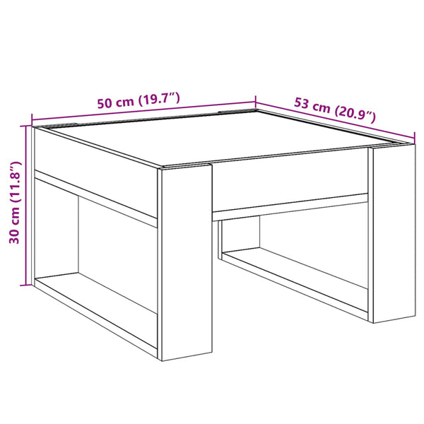 Grauer Couchtisch Infinity LED-Beleuchtung Boghita 50x53x30cm (Sonoma)