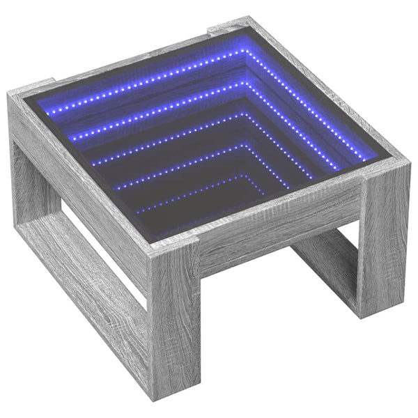 Grauer Couchtisch Infinity LED-Beleuchtung Boghita 50x53x30cm (Sonoma)