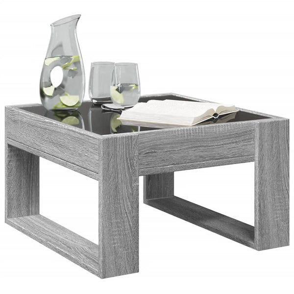 Grauer Couchtisch Infinity LED-Beleuchtung Boghita 50x53x30cm (Sonoma)