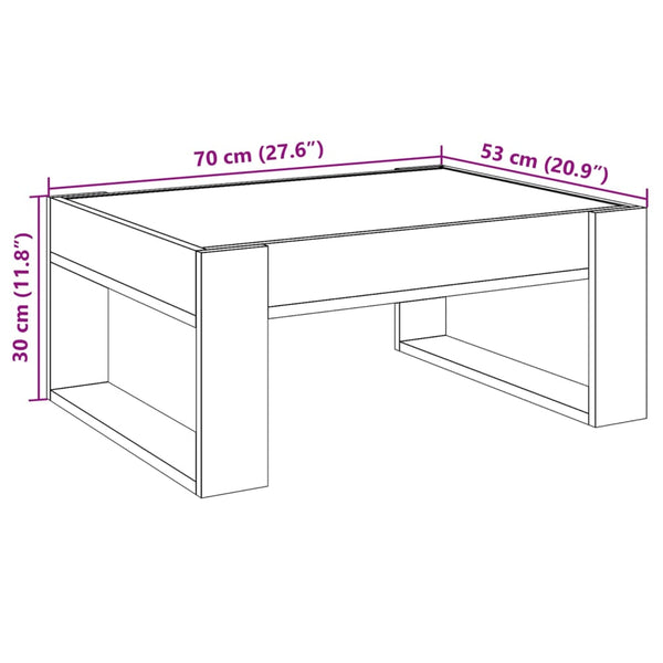 Weißer Couchtisch Boghita 70x53x30cm mit Infinity-LED-Leuchten