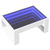 Weißer Couchtisch Boghita 70x53x30cm mit Infinity-LED-Leuchten