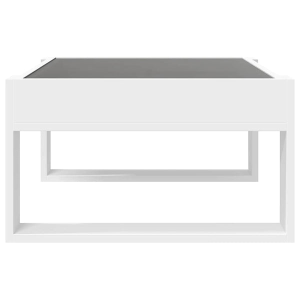 Weißer Couchtisch Boghita 70x53x30cm mit Infinity-LED-Leuchten