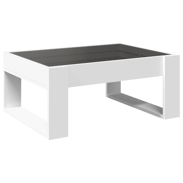 Weißer Couchtisch Boghita 70x53x30cm mit Infinity-LED-Leuchten