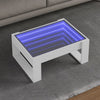 Weißer Couchtisch Boghita 70x53x30cm mit Infinity-LED-Leuchten