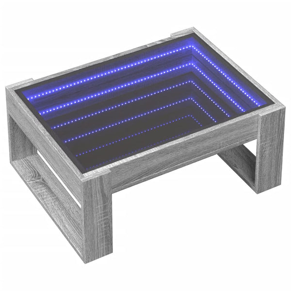 Grauer Couchtisch Infinity mit LED-Beleuchtung Boghita 70x53x30cm (Sonoma)