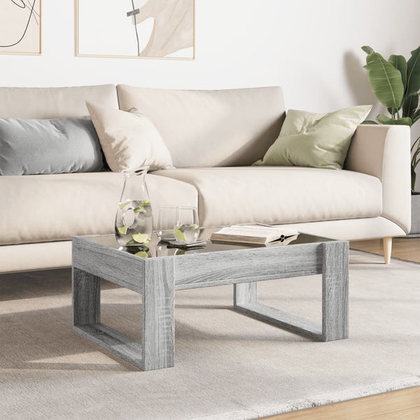Grauer Couchtisch Infinity mit LED-Beleuchtung Boghita 70x53x30cm (Sonoma)