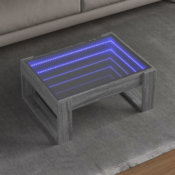Grauer Couchtisch Infinity mit LED-Beleuchtung Boghita 70x53x30cm (Sonoma)
