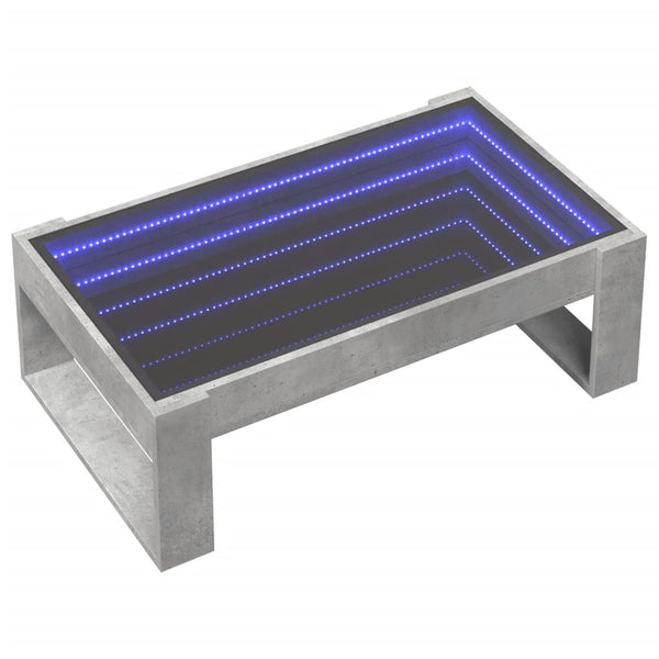 Betongrauer Couchtisch Infinity mit LED-Beleuchtung Boghita 90x53x30cm