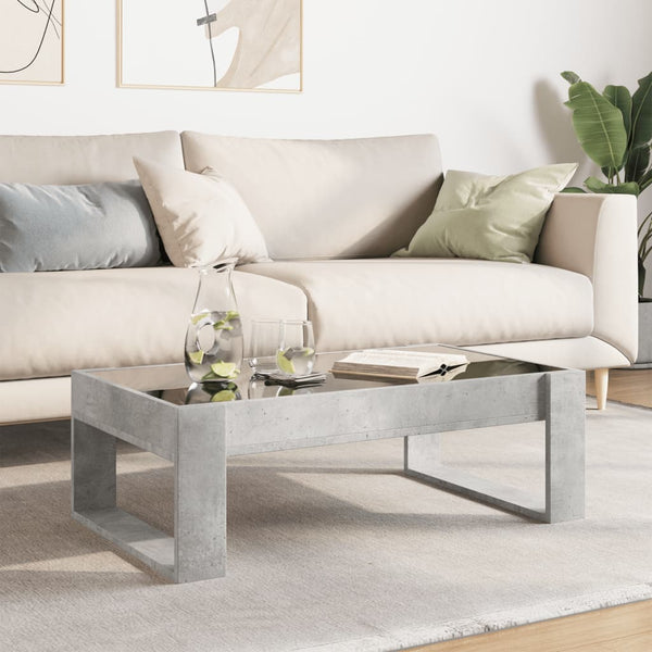 Betongrauer Couchtisch Infinity mit LED-Beleuchtung Boghita 90x53x30cm