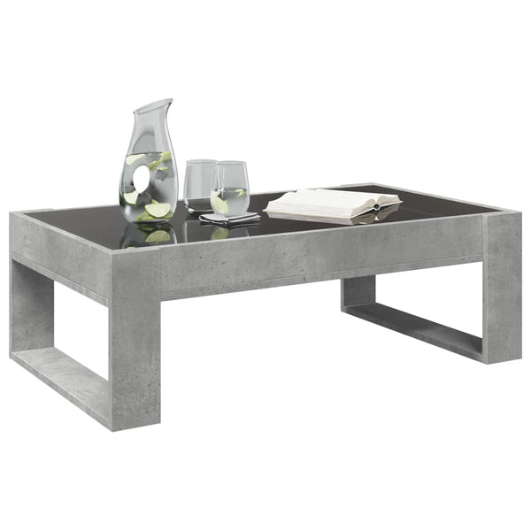 Betongrauer Couchtisch Infinity mit LED-Beleuchtung Boghita 90x53x30cm