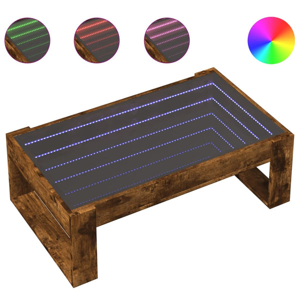 Savutammi sohvapöytä infinity led-valoilla Boghita 90x53x30cm