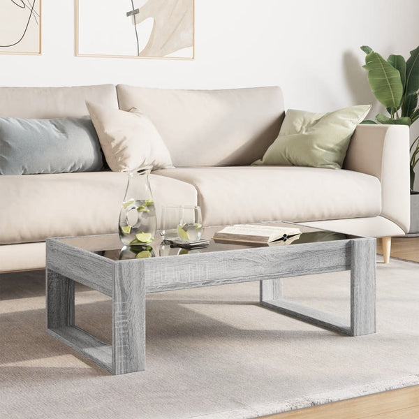 Grauer Couchtisch Infinity mit LED-Beleuchtung Boghita 90x53x30cm (Sonoma)
