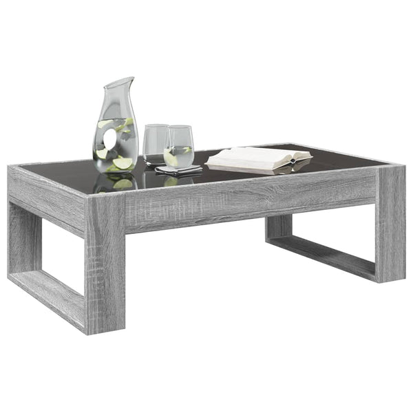 Grauer Couchtisch Infinity mit LED-Beleuchtung Boghita 90x53x30cm (Sonoma)