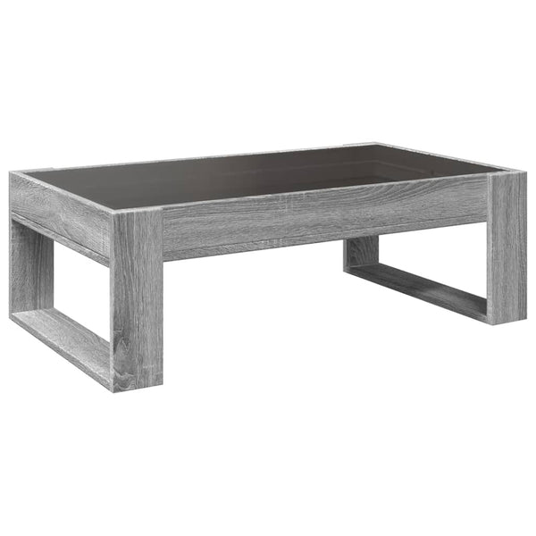 Grauer Couchtisch Infinity mit LED-Beleuchtung Boghita 90x53x30cm (Sonoma)