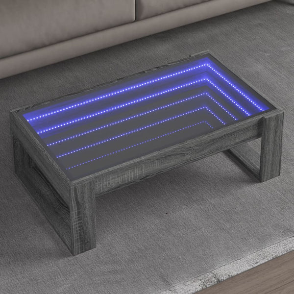 Grauer Couchtisch Infinity mit LED-Beleuchtung Boghita 90x53x30cm (Sonoma)