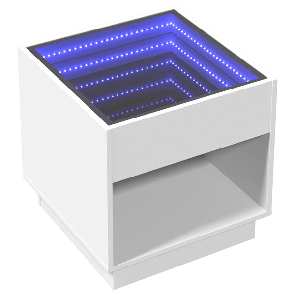 Weißer Couchtisch Infinity mit LED-Beleuchtung Zanofa 50x50x50cm