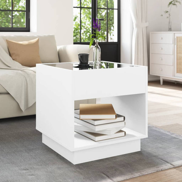 Weißer Couchtisch Infinity mit LED-Beleuchtung Zanofa 50x50x50cm
