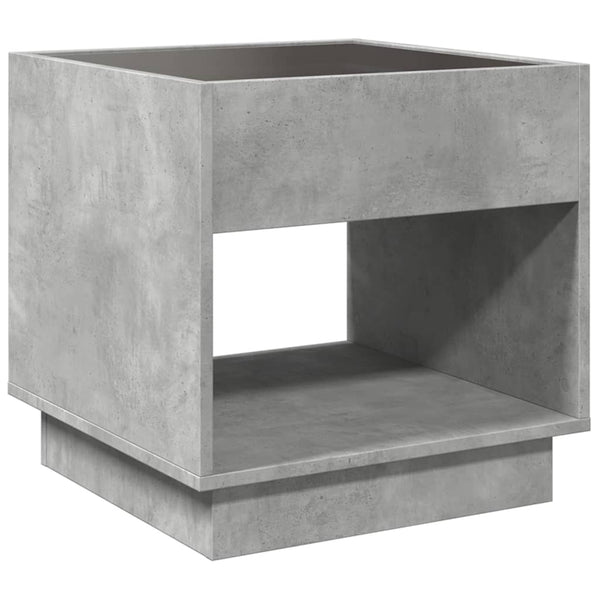 Betongrauer Couchtisch mit Infinity-LED-Beleuchtung Zanofa 50x50x50cm