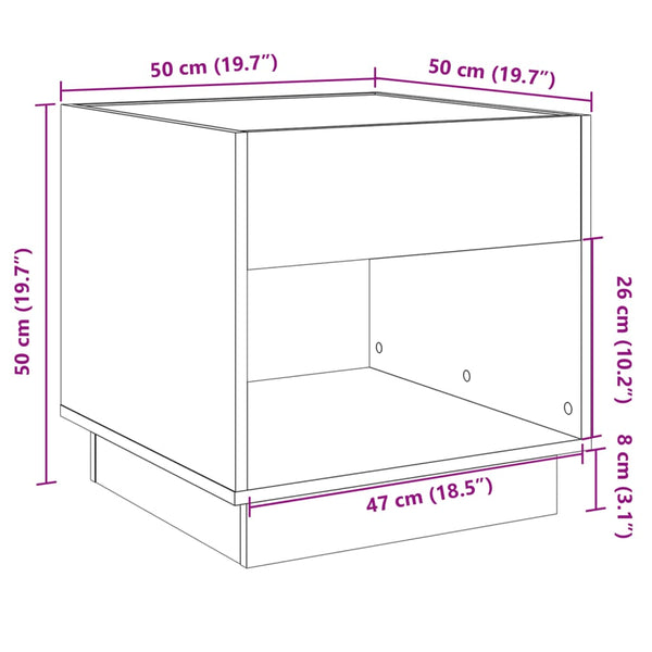 Grauer Couchtisch Infinity mit LED-Beleuchtung Zanofa 50x50x50cm (Sonoma)