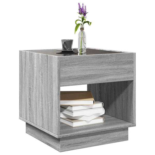 Grauer Couchtisch Infinity mit LED-Beleuchtung Zanofa 50x50x50cm (Sonoma)
