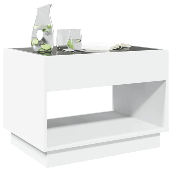 Valkoinen sohvapöytä infinity led-valoilla Zanofa 70x50x50cm