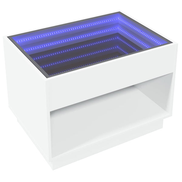 Valkoinen sohvapöytä infinity led-valoilla Zanofa 70x50x50cm