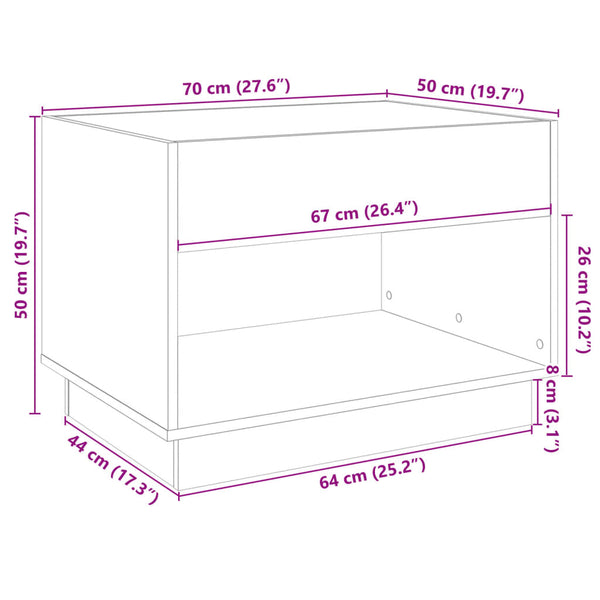 Harmaa sohvapöytä infinity led-valoilla Zanofa 70x50x50cm (sonoma)